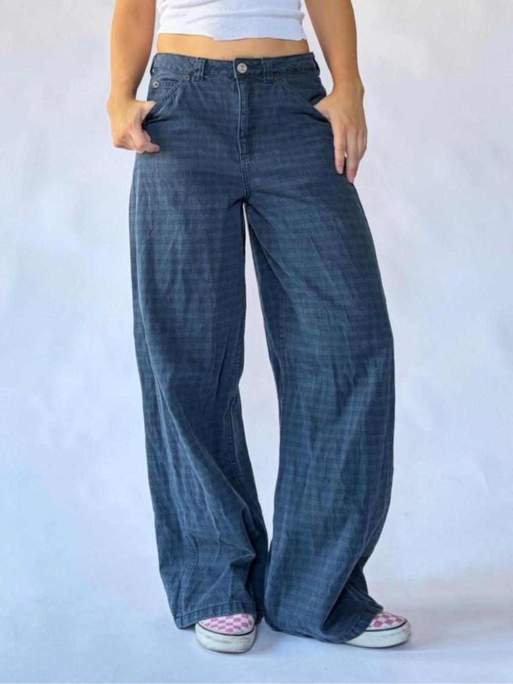 BDG Low Rise Baggy Pants Blue Checkered 28